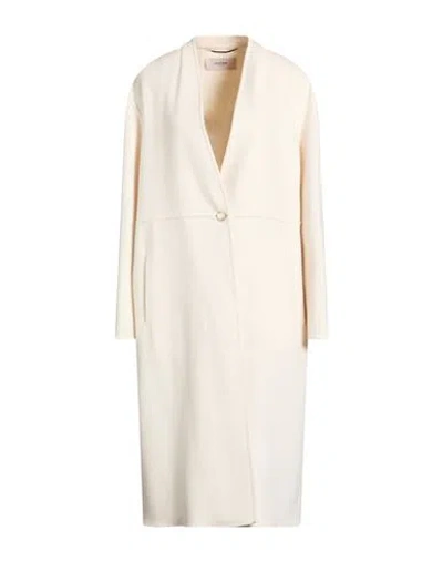 Agnona Woman Coat Ivory Size 8 Cashmere In White