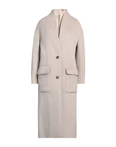 Agnona Woman Coat Light Brown Size 14 Cashmere In Beige