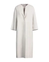 Agnona Woman Overcoat & Trench Coat Light Grey Size 14 Cashmere, Elastane, Viscose, Silk, Metal In Grey