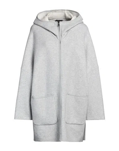 Agnona Woman Coat Light Grey Size M Cashmere, Viscose, Cotton