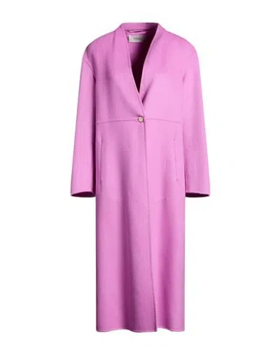 Agnona Woman Coat Mauve Size 4 Cashmere In Purple