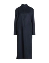 Agnona Woman Coat Midnight Blue Size 4 Cashmere, Metal In Blue