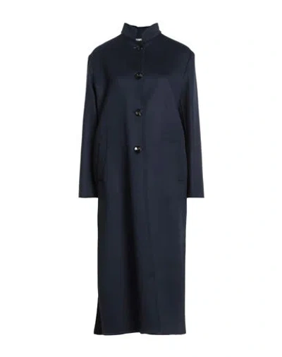 Agnona Woman Coat Midnight Blue Size 4 Cashmere, Metal