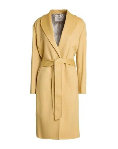 Agnona Woman Coat Mustard Size 2 Cashmere In Yellow