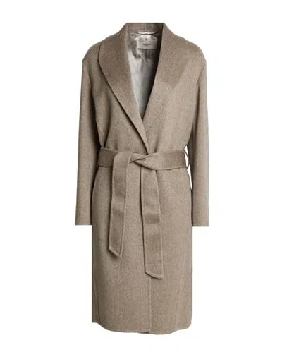Agnona Woman Coat Taupe Size 4 Cashmere In Grey