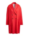 Agnona Woman Coat Tomato Red Size 6 Cashmere In Red