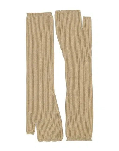 Agnona Woman Gloves Beige Size S Cashmere, Silk, Polyamide, Metallic Polyester