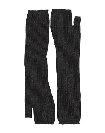 Agnona Woman Gloves Black Size S Cashmere, Silk, Polyamide, Metallic Polyester