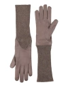 Agnona Woman Gloves Taupe Size L Cashmere, Lambskin In Gray