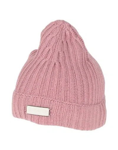 Agnona Woman Hat Antique Rose Size Onesize Cashmere, Calfskin In Pink