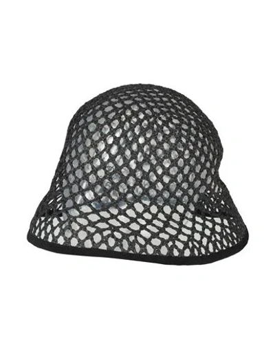 Agnona Woman Hat Black Size S Paper Yarn