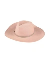 Agnona Woman Hat Blush Size 7 Straw, Calfskin In Pink
