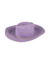 Agnona Woman Hat Lilac Size 6 ¾ Straw, Calfskin In Purple