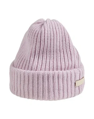 Agnona Woman Hat Lilac Size Onesize Cashmere, Calfskin In Purple