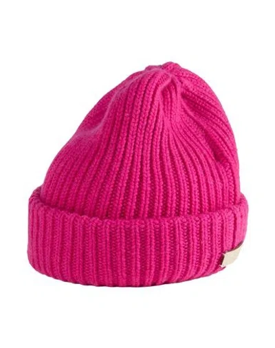 Agnona Woman Hat Magenta Size Onesize Cashmere, Calfskin In Magenta