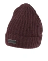 Agnona Woman Hat Plum Size Onesize Cashmere, Calfskin In Purple
