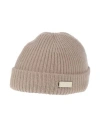 Agnona Woman Hat Taupe Size Onesize Cashmere, Calfskin In Gray