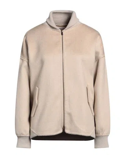 Agnona Woman Jacket Beige Size 6 Cashmere In Neutral