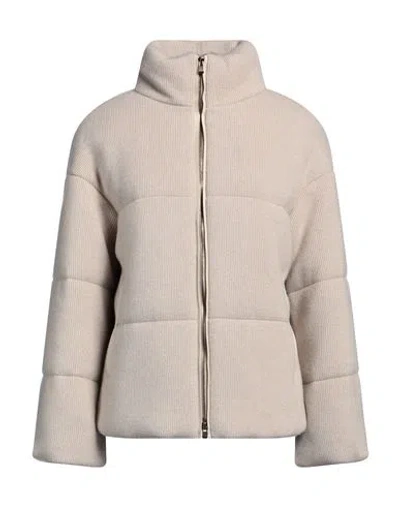 Agnona Woman Jacket Beige Size 6 Cashmere, Lambskin In Burgundy