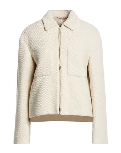 Agnona Woman Jacket Beige Size 8 Cotton, Wool, Cashmere In Neutral