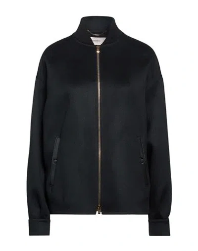 Agnona Woman Jacket Black Size 2 Cashmere, Ovine Leather, Metal