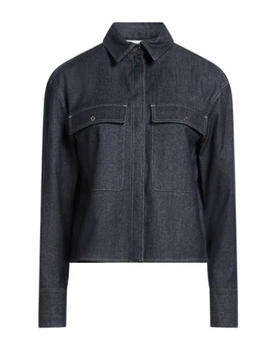 Agnona Woman Jacket Blue Size 2 Cotton, Wool, Polyamide, Elastane, Metal