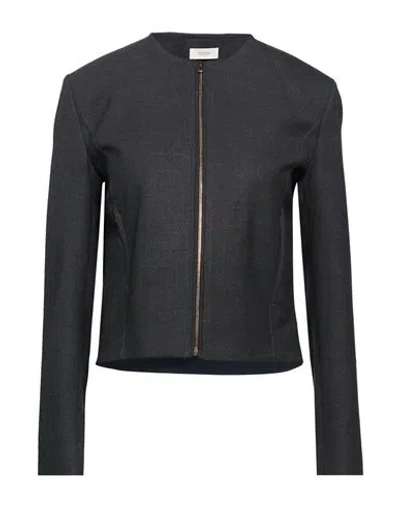 Agnona Woman Jacket Charcoal Size 4 Wool, Elastane, Metal In Gray