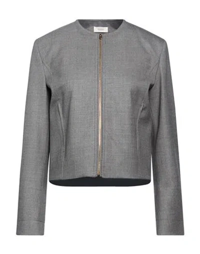 Agnona Woman Jacket Grey Size 4 Wool, Elastane, Metal In Gray