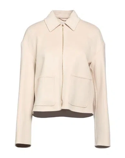 Agnona Woman Jacket Ivory Size 4 Cashmere, Metal In Neutral