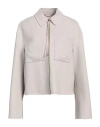 Agnona Woman Jacket Light Grey Size 8 Wool, Elastane, Polyamide, Metal