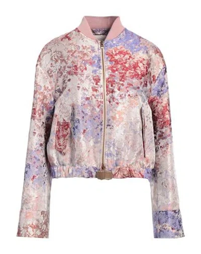 Agnona Woman Jacket Lilac Size 4 Polyester, Silk In Purple