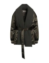 Agnona Woman Jacket Military Green Size 14 Polyester, Cashmere In Green