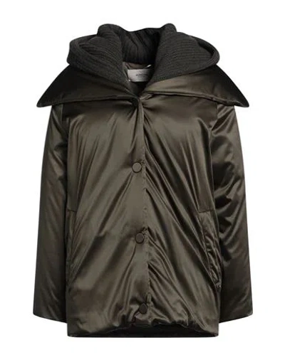 Agnona Woman Jacket Military Green Size 2 Polyester, Cashmere In Green