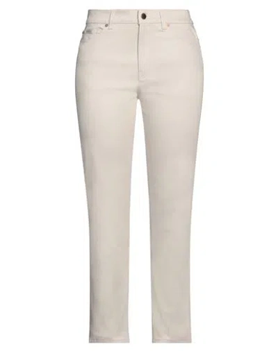 Agnona Woman Jeans Beige Size 16 Cotton, Elastane, Calfskin In Neutral