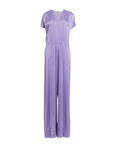 Agnona Woman Jumpsuit Mauve Size 8 Viscose, Acetate, Lambskin In Purple
