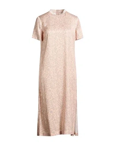 Agnona Woman Midi Dress Apricot Size 4 Silk, Elastane, Viscose In Pink