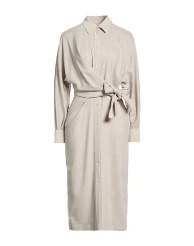 Agnona Woman Midi Dress Beige Size 2 Wool, Cashmere, Elastane, Silk