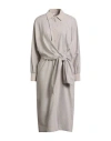 Agnona Woman Midi Dress Beige Size 4 Wool, Cashmere, Elastane, Silk, Metal In Neutral