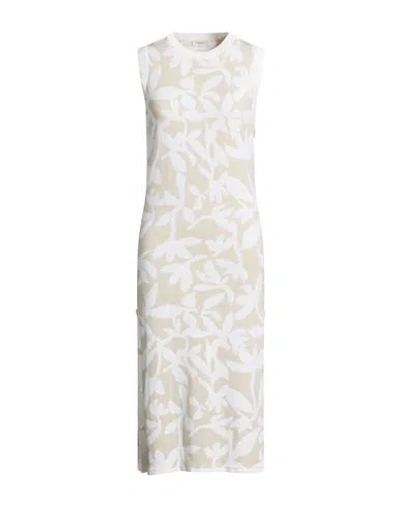 Agnona Woman Midi Dress Beige Size S Cotton, Cashmere, Metal In White