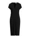 Agnona Woman Midi Dress Black Size 10 Wool, Viscose, Elastane, Lambskin