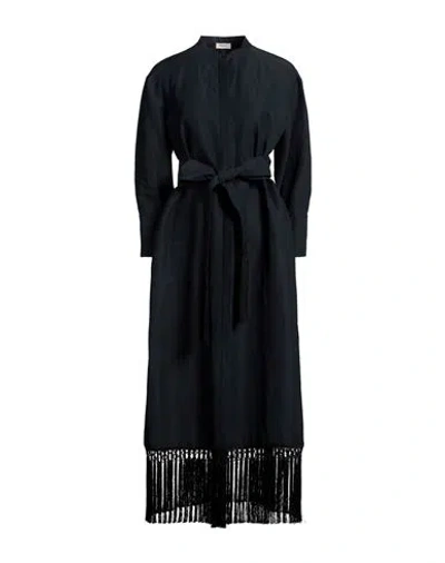 Agnona Woman Midi Dress Black Size 14 Linen, Silk
