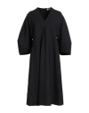 Agnona Woman Midi Dress Black Size 4 Wool, Elastane, Cotton, Viscose In Multi