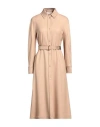 Agnona Woman Midi Dress Camel Size 14 Wool, Cashmere In Beige