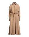 Agnona Woman Midi Dress Camel Size 14 Wool, Cashmere, Elastane In Gold
