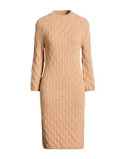 Agnona Woman Midi Dress Camel Size S Cashmere In Nude