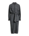 Agnona Woman Midi Dress Charcoal Size 4 Wool, Cashmere, Elastane, Silk, Metal In Gray