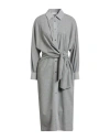Agnona Woman Midi Dress Grey Size 4 Wool, Cashmere, Elastane, Silk, Metal In Gray