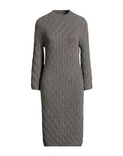 Agnona Woman Midi Dress Grey Size S Cashmere In Gray