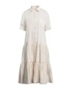Agnona Woman Midi Dress Ivory Size 8 Cotton, Elastane, Metal In White