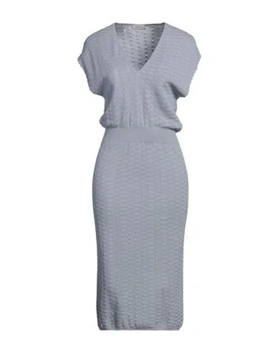 Agnona Woman Midi Dress Light Blue Size S Silk, Cotton